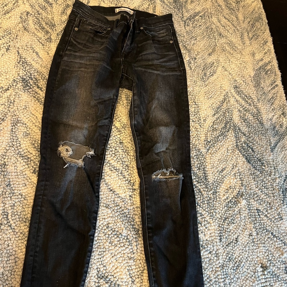 Madewell washed black high rise skinny jeans 25